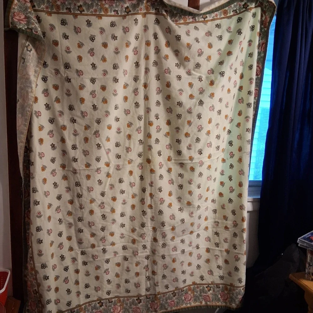 Vintage‎ Williams Sonoma Tablecloth Botanical Green 100% Cotton GVC Earth Tones